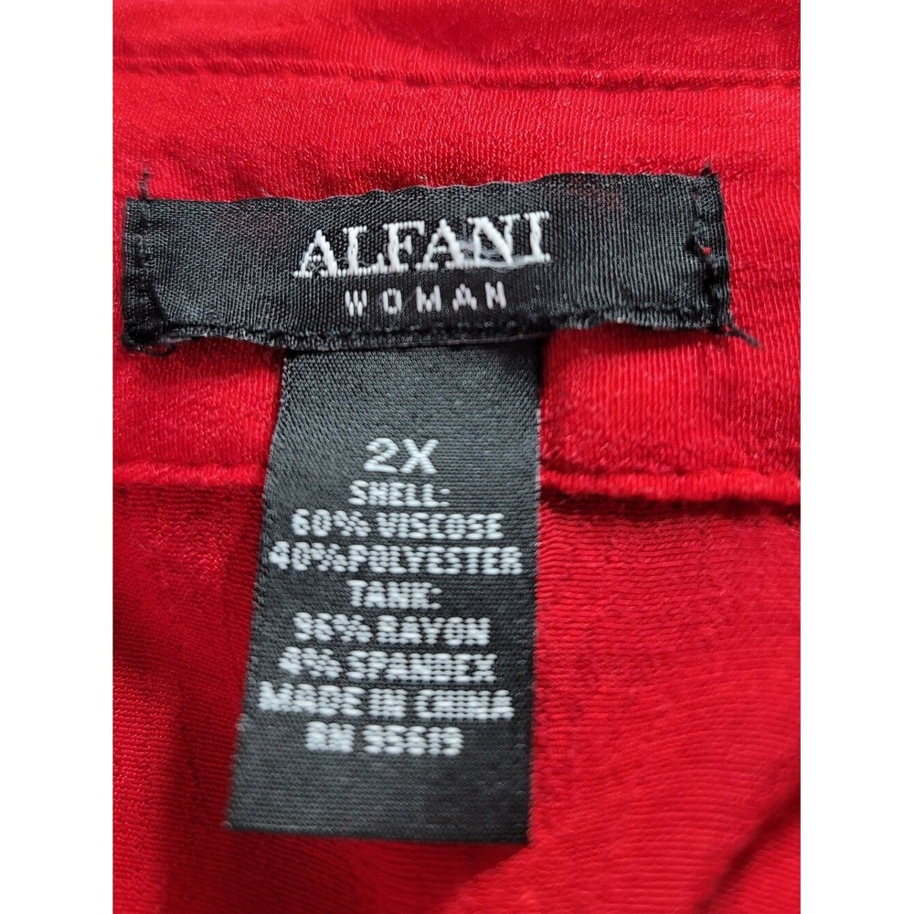 Alfani Red Pleated Button-Front Blouse - Picture 10 of 11